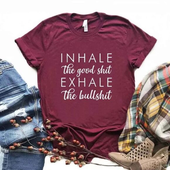Inhale the Good Shit ✨ Exhale the Bad Shit Graphic Tee Shirt TShirt - Picture 3 of 8